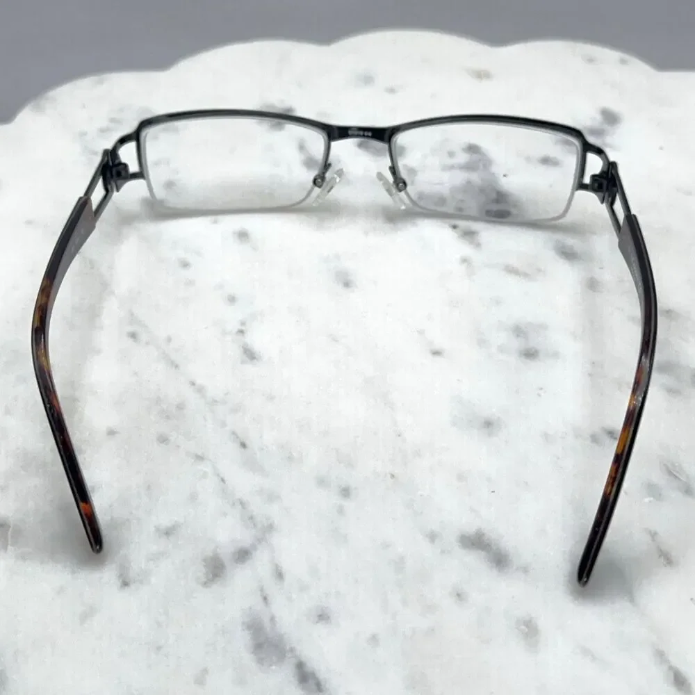 Liz Claiborne NY L351 Satin Black 0RX1 Half Rim Eyeglasses Frames Only 51-18-135